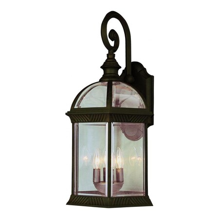 Three Light Rust Clear Pentagon Glass Roof Glass Wall Lantern